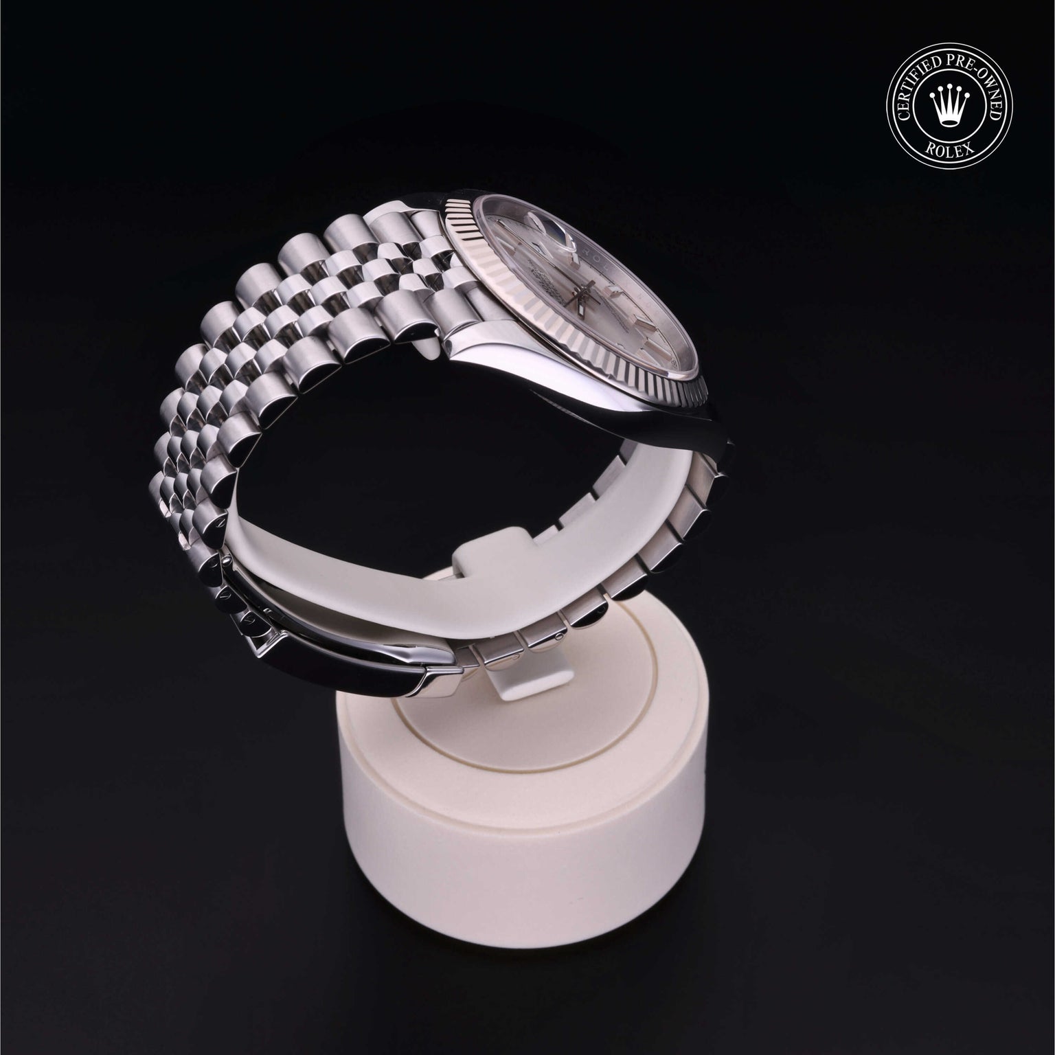 Rolex Certified Pre-owned Datejust M126334-0004 front on black background