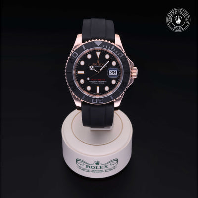 Rolex Certified Pre-owned Yacht-Master M116655-0001 front on black background