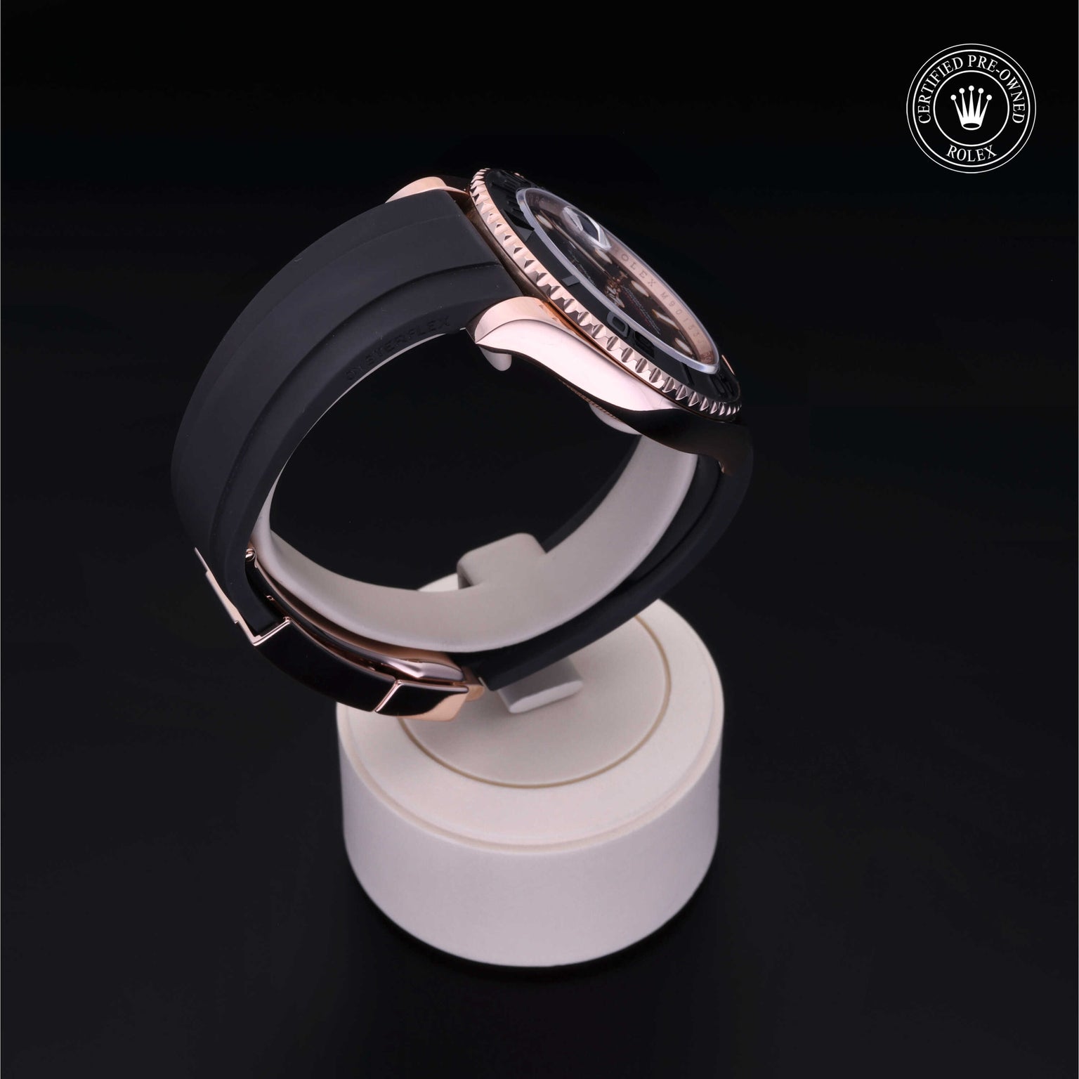 Rolex Certified Pre-owned Yacht-Master M116655-0001 front on black background