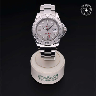 Rolex Certified Pre-owned Yacht-Master M16622-0004 front on black background