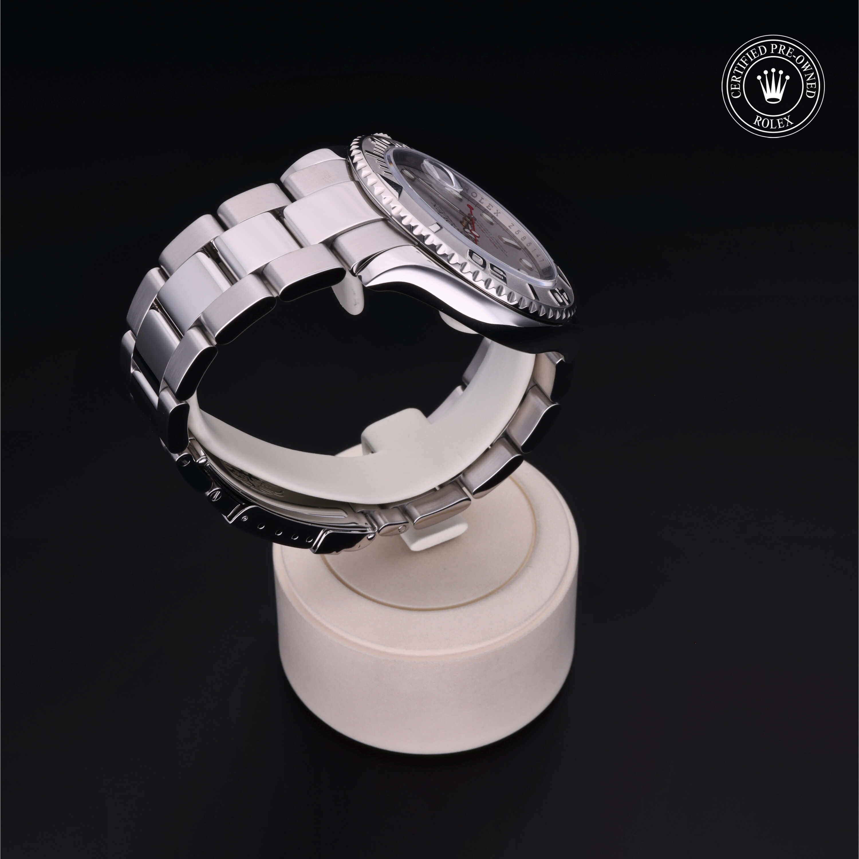 Rolex Certified Pre-owned Yacht-Master M16622-0004 front on black background