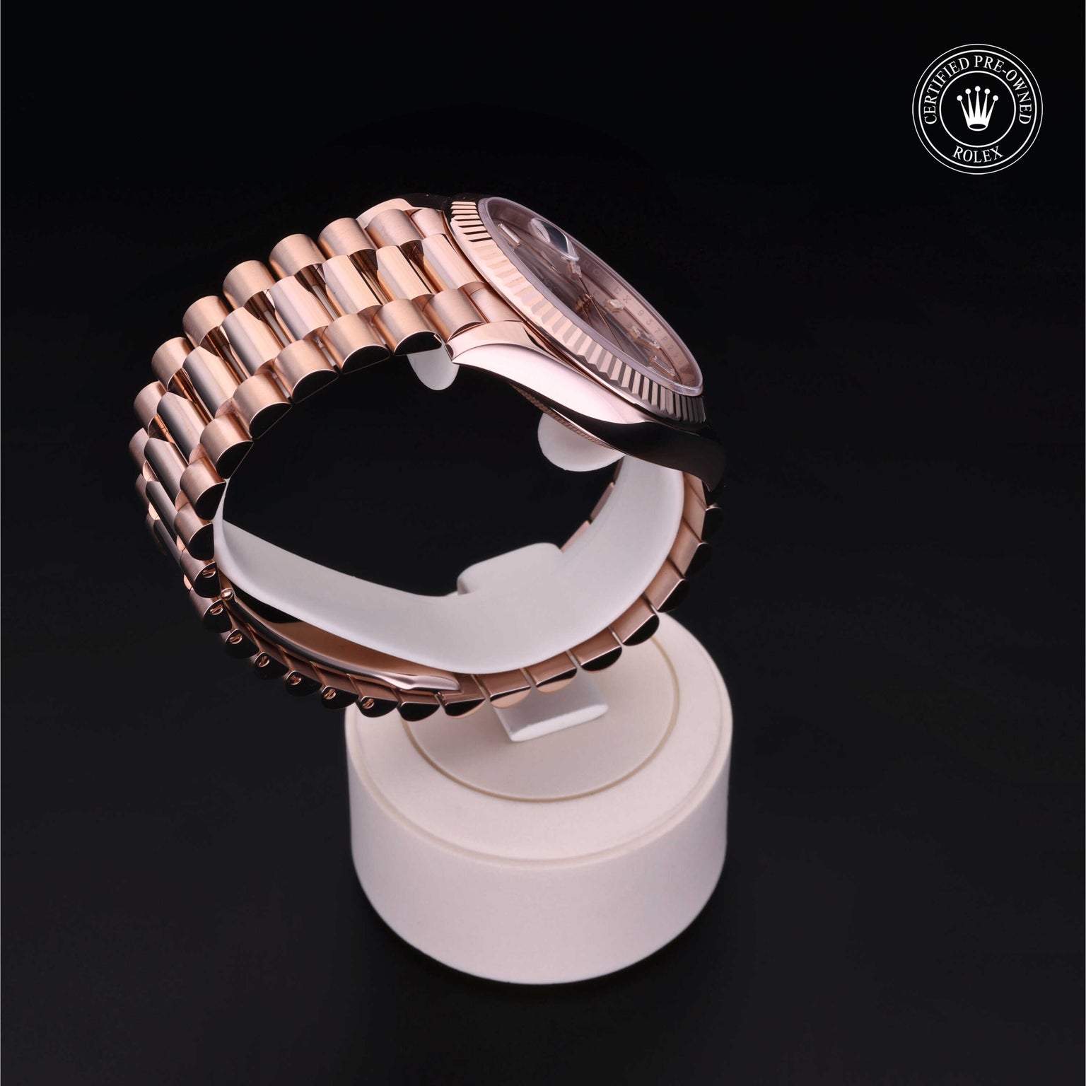 Rolex Certified Pre-owned Day-date M228235-0004 front on black background