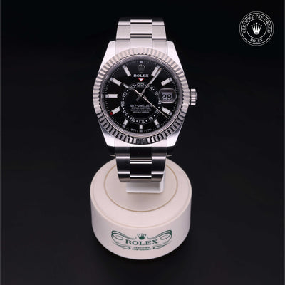Rolex Certified Pre-owned Sky-Dweller M326934-0005 front on black background