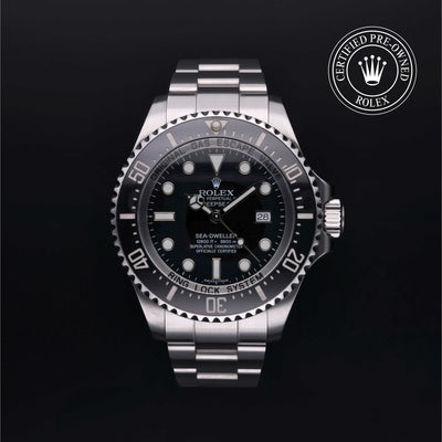 Rolex Certified Pre-owned Sea-Dweller M116660-0001 front on black background