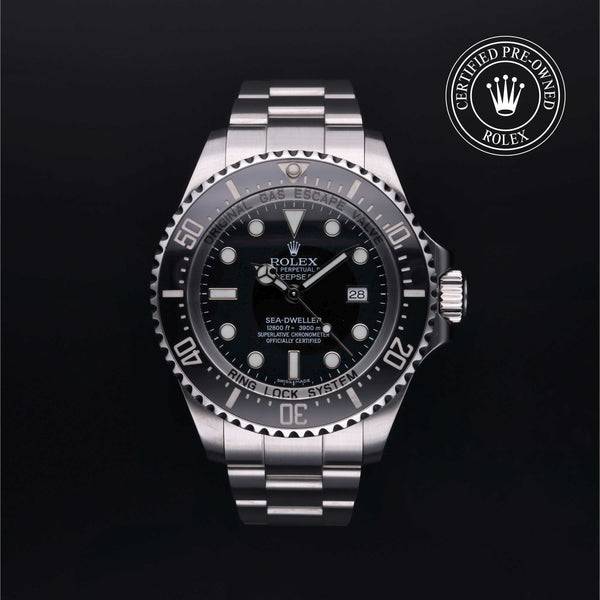 Rolex Certified Pre-owned Sea-Dweller M116660-0001 front on black background