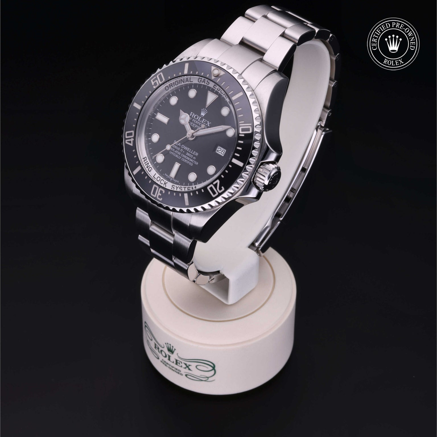 Rolex Certified Pre-owned Sea-Dweller M116660-0001 front on black background