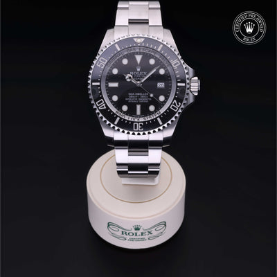 Rolex Certified Pre-owned Sea-Dweller M116660-0001 front on black background