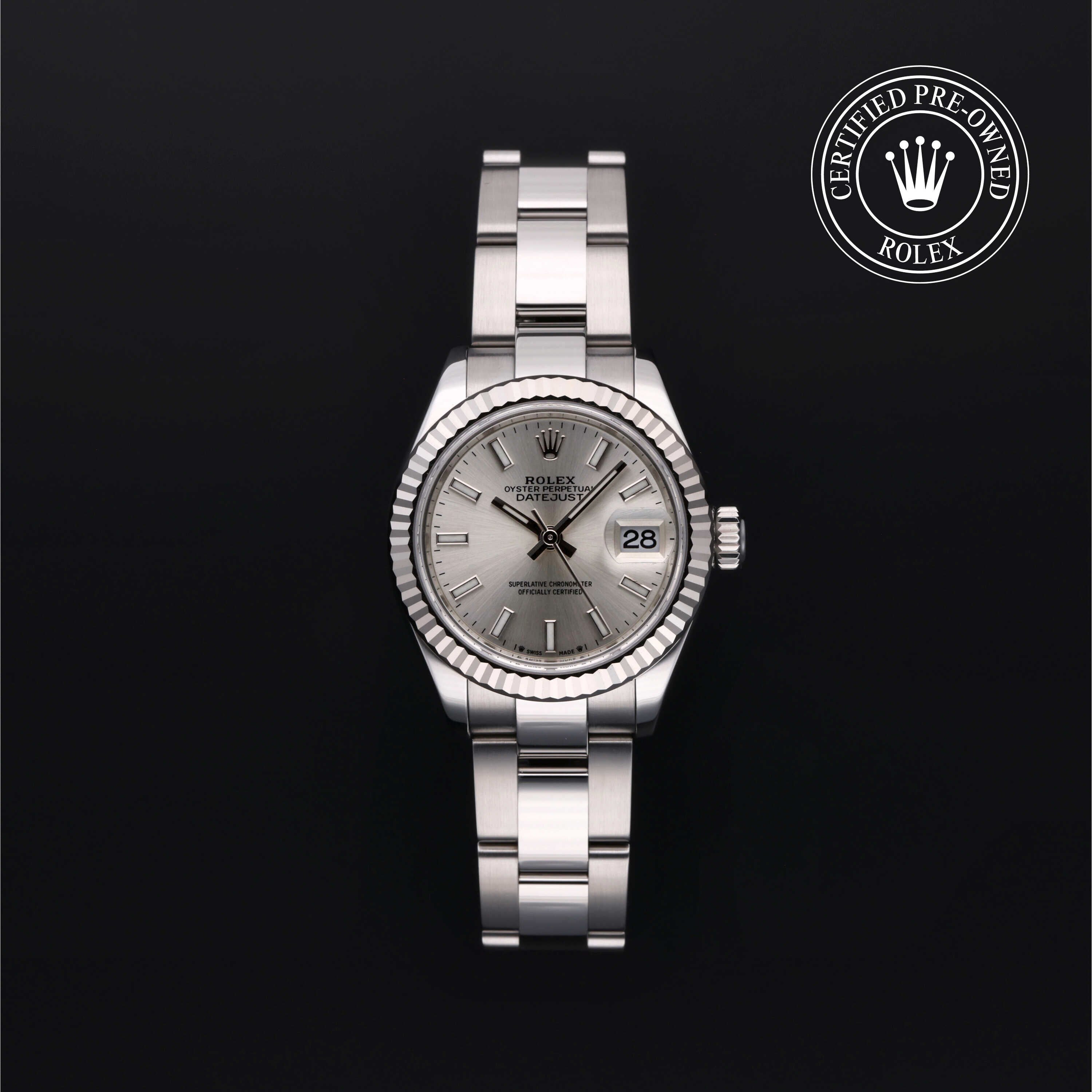 Rolex Certified Pre-owned Lady Datejust M279174-0006 front on black background