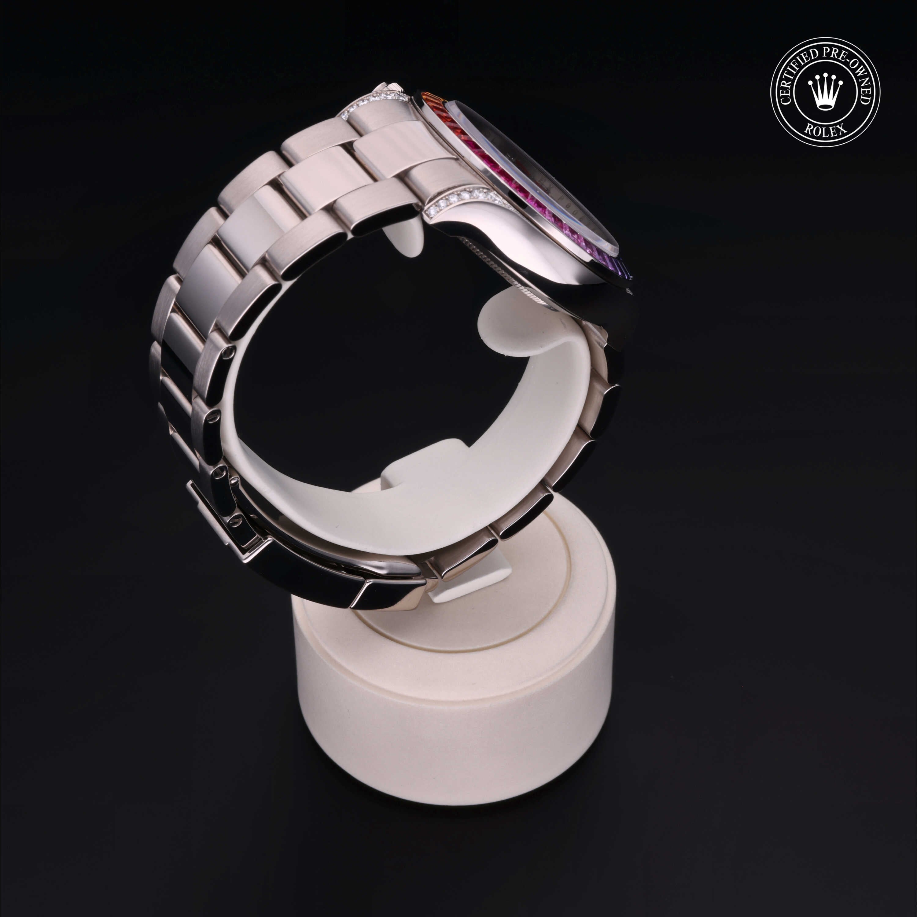 Rolex Certified Pre-owned Daytona M116599RBOW-0003 front on black background