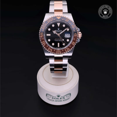 Rolex Certified Pre-owned GMT M126711CHNR-0002 front on black background