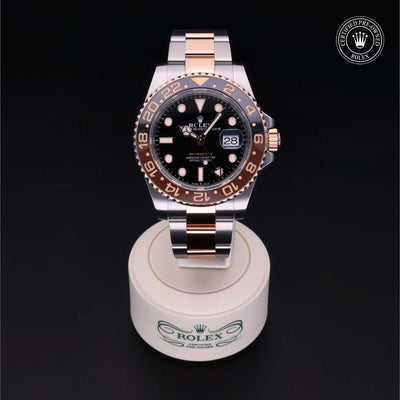 Rolex Certified Pre-owned GMT M126711CHNR-0002 front on black background