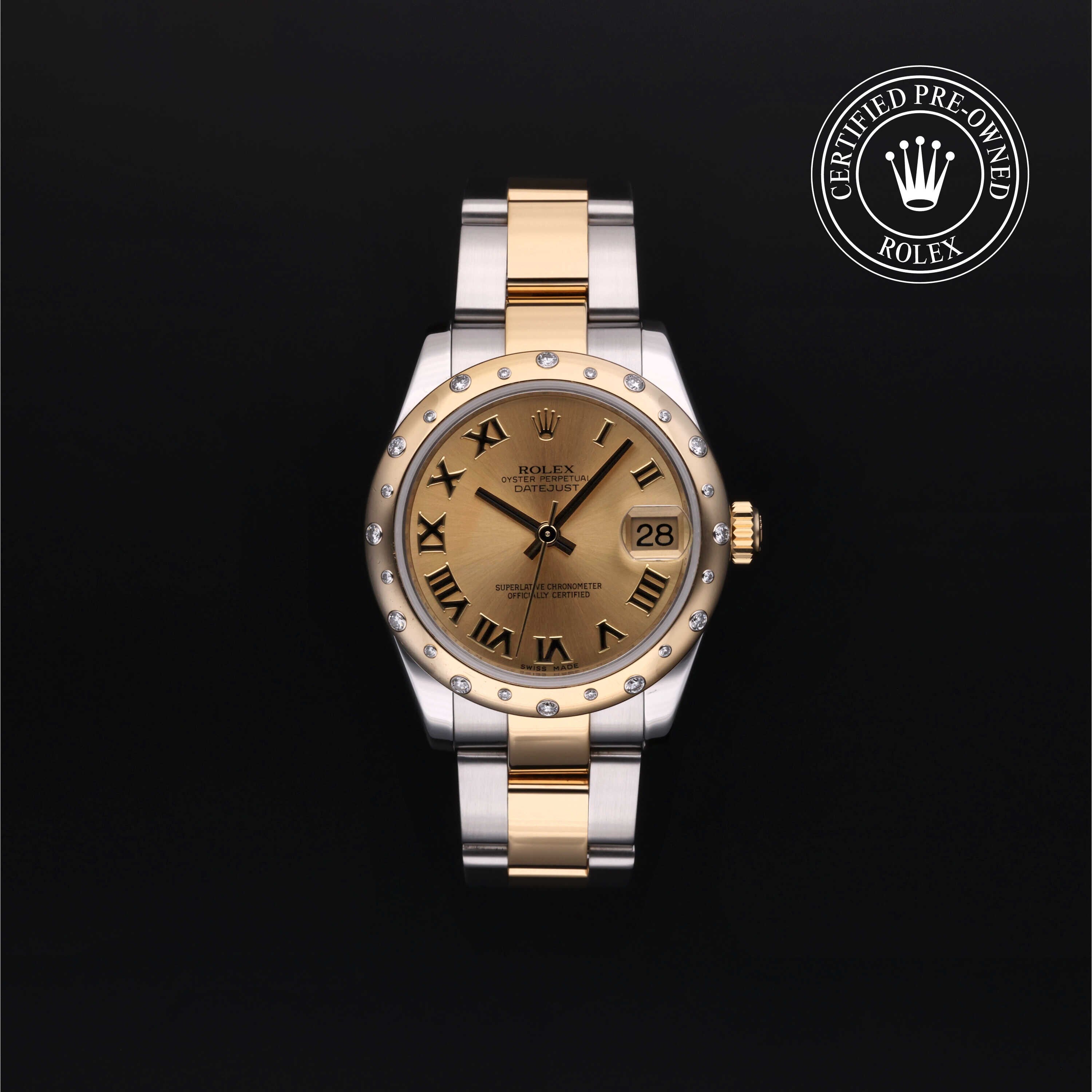 Rolex Certified Pre-owned Lady Datejust M178343-0005 front on black background