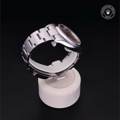 Rolex Certified Pre-owned Oyster Perpetual M116000-0011 front on black background