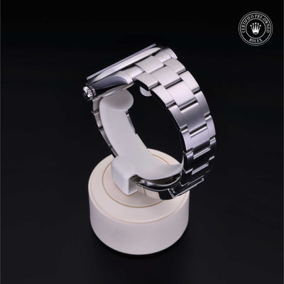 Rolex Certified Pre-owned Oyster Perpetual M124300-0005 front on black background