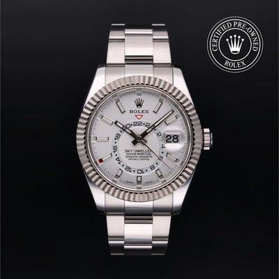 Rolex Certified Pre-owned Sky-Dweller M326934-0001 front on black background