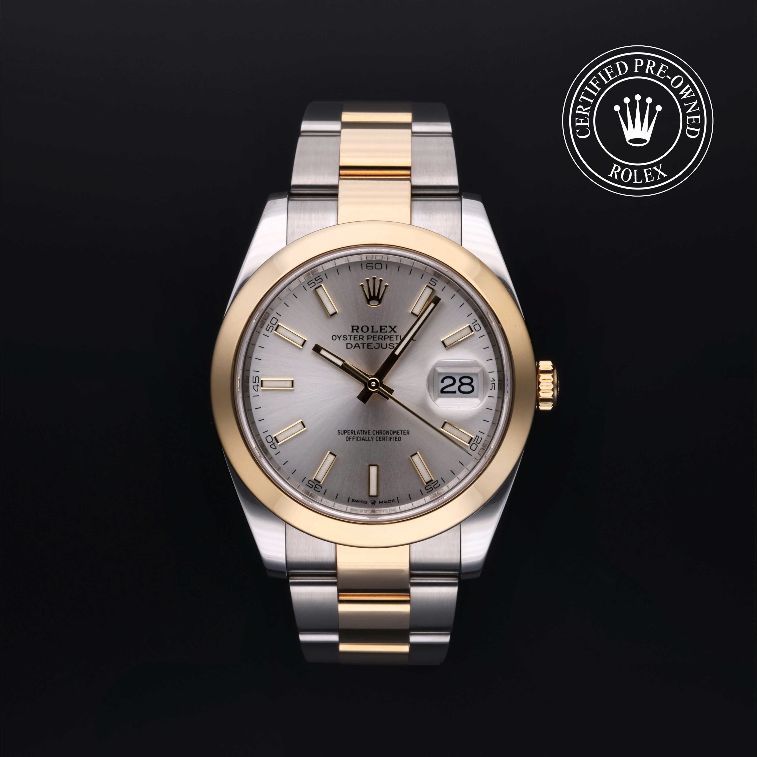 Rolex Certified Pre-owned Datejust M126303-0001 front on black background