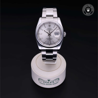 Rolex Certified Pre-owned Datejust M116200-0056 front on black background