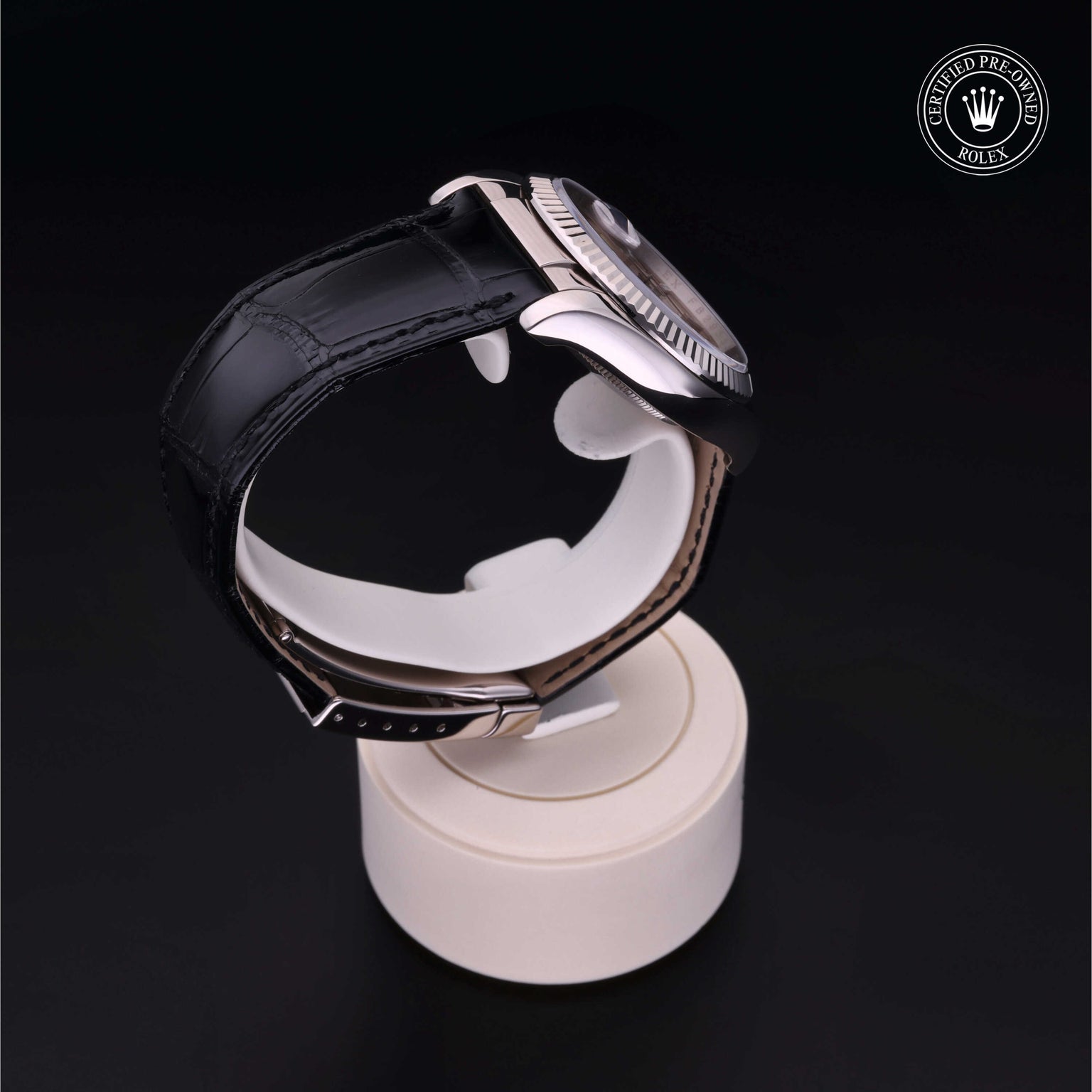 Rolex Certified Pre-owned Datejust M116139-0029 front on black background