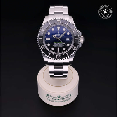 Rolex Certified Pre-owned Sea-Dweller M116660-0003 front on black background