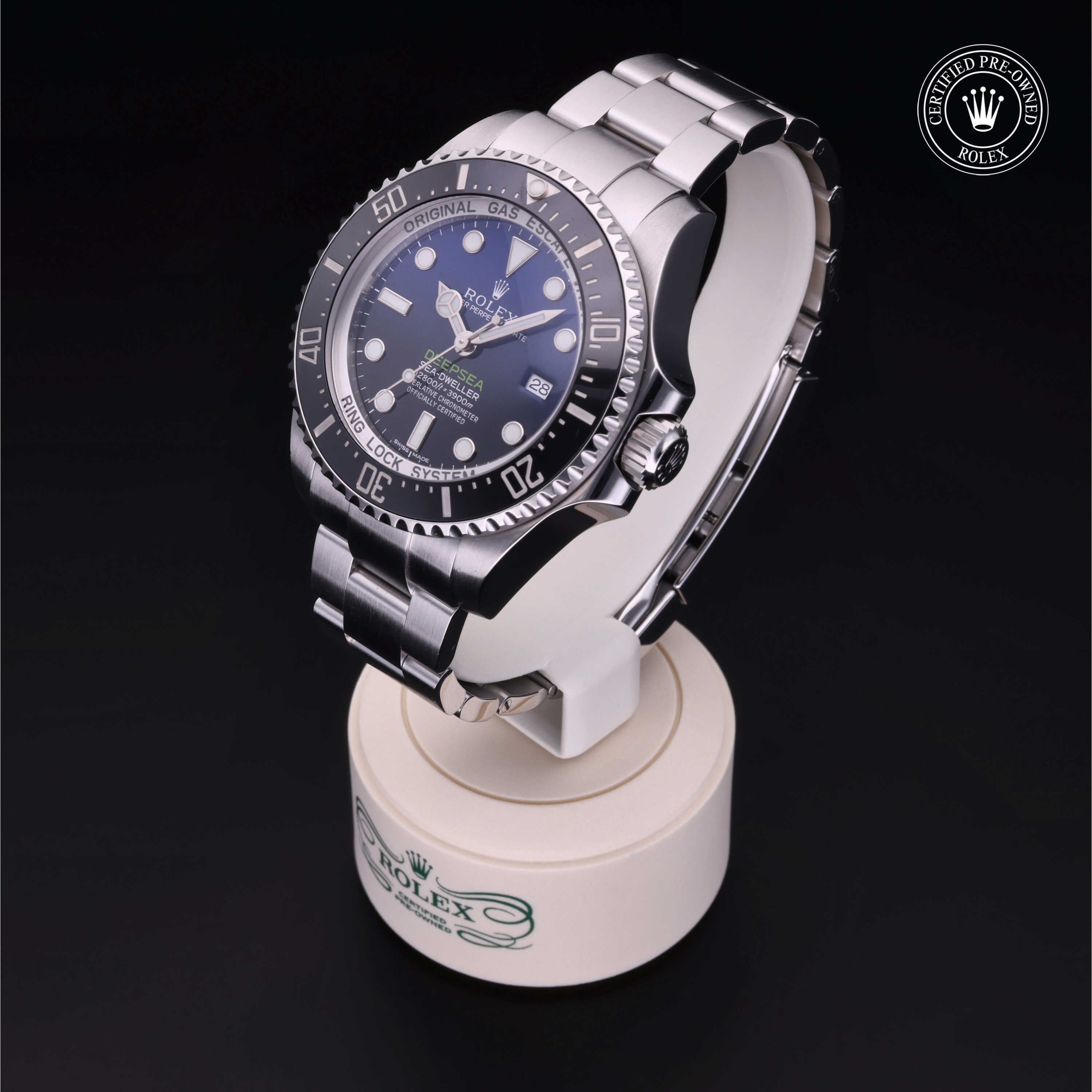 Rolex Certified Pre-owned Sea-Dweller M116660-0003 front on black background