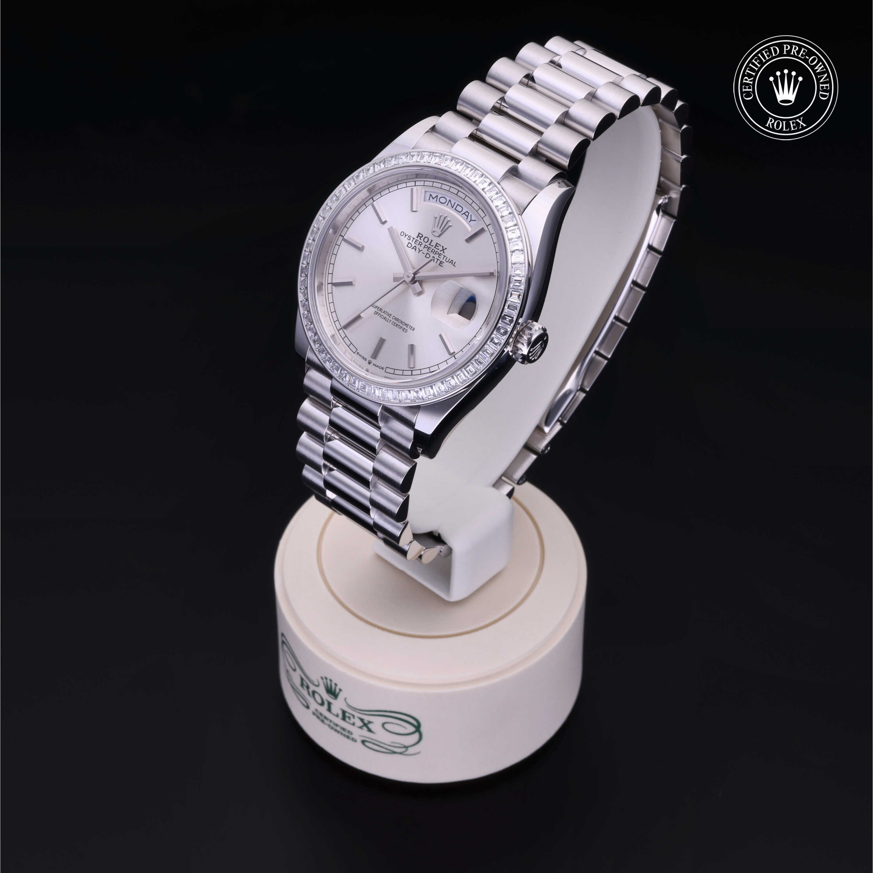 Rolex Certified Pre-owned Day-date M128396TBR-0004 front on black background