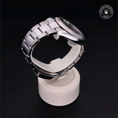 Rolex Certified Pre-owned Datejust M126334-0013 front on black background