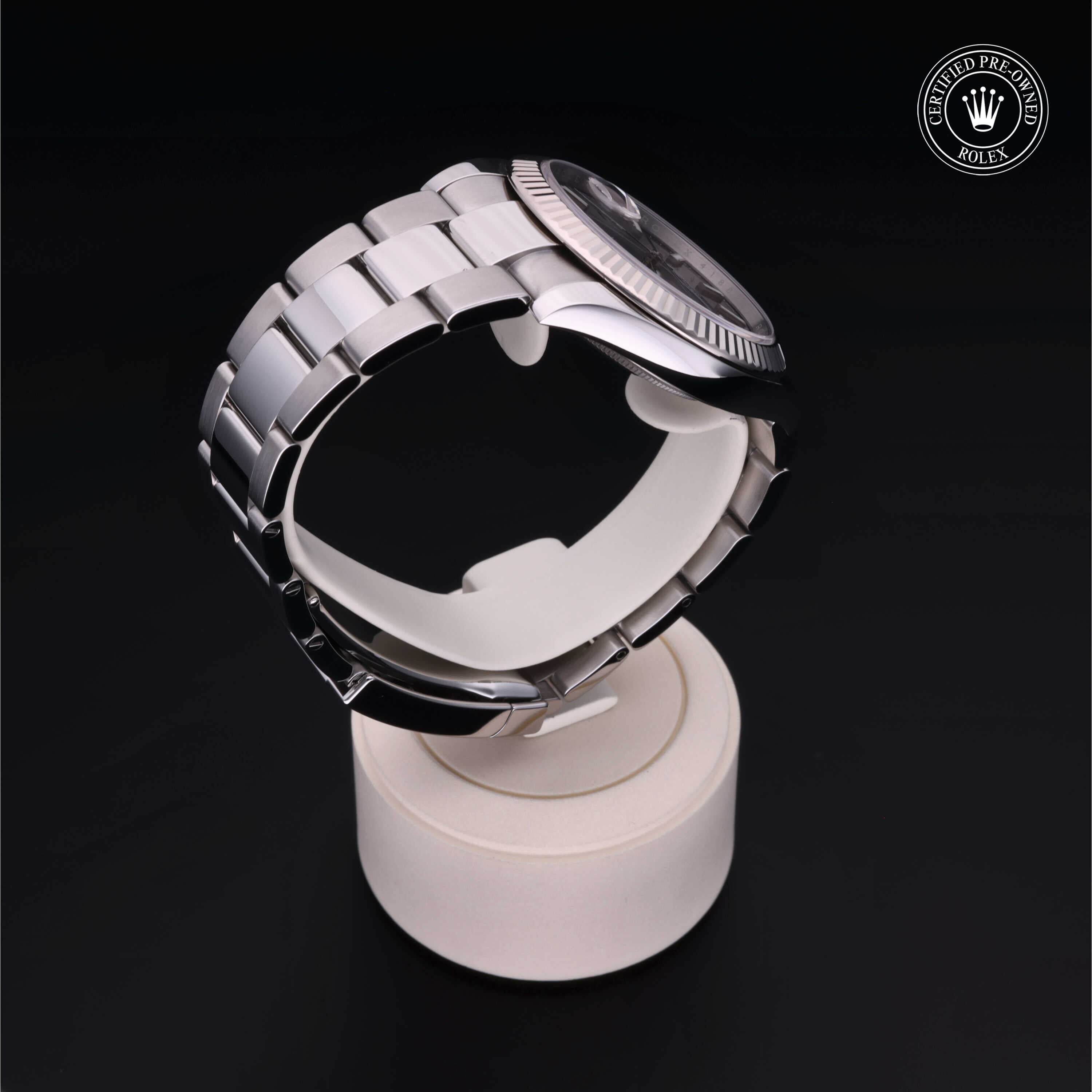 Rolex Certified Pre-owned Datejust M126334-0013 front on black background