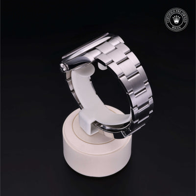 Rolex Certified Pre-owned Oyster Perpetual M124300-0004 front on black background
