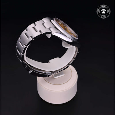 Rolex Certified Pre-owned Oyster Perpetual M124300-0004 front on black background