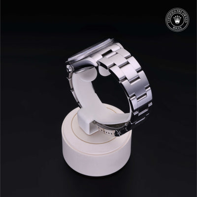 Rolex Certified Pre-owned Air-King M14010-0005 front on black background