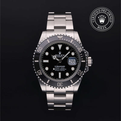 Rolex Certified Pre-owned Submariner M126610LN-0001 front on black background