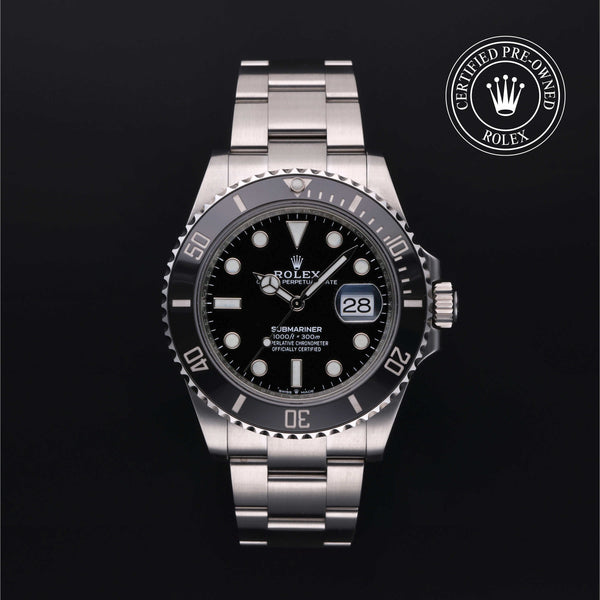 Rolex Certified Pre-owned Submariner M126610LN-0001 front on black background