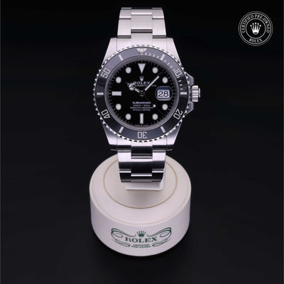 Rolex Certified Pre-owned Submariner M126610LN-0001 front on black background