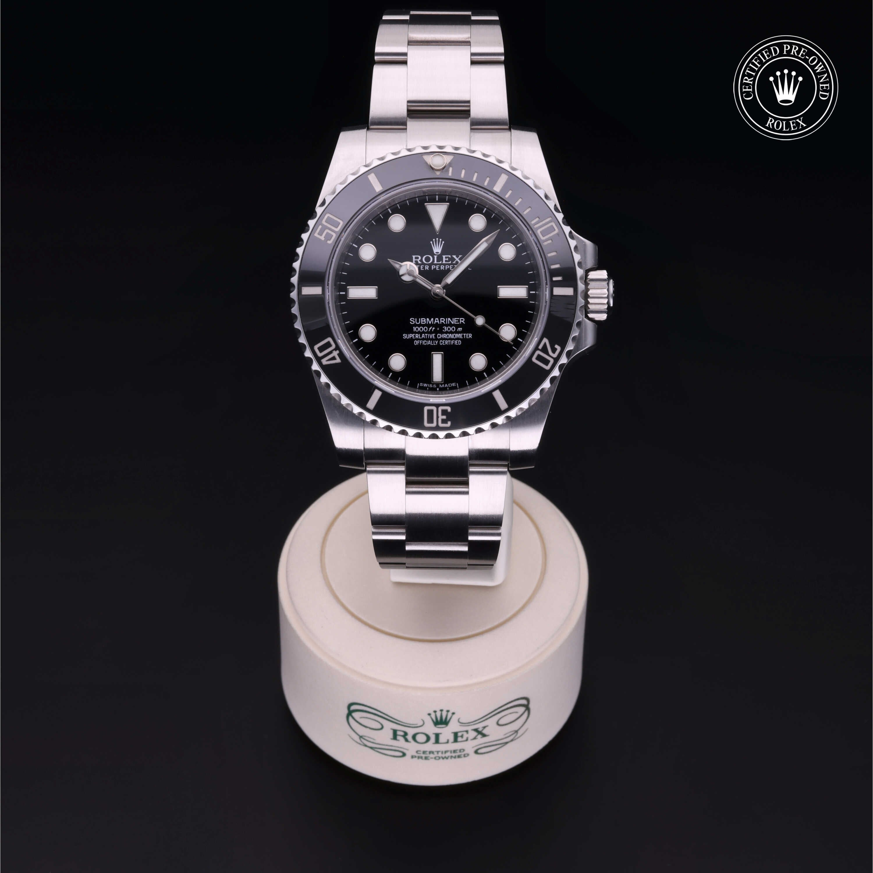 Rolex Certified Pre-owned Submariner M114060-0002 front on black background