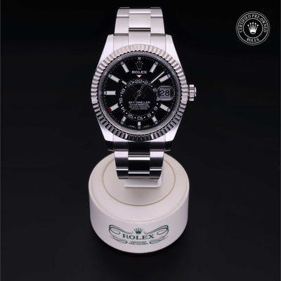 Rolex Certified Pre-owned Sky-Dweller M326934-0005 front on black background