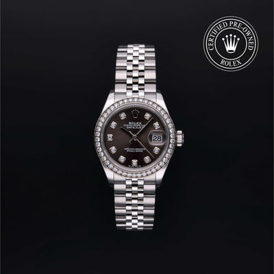 Rolex Certified Pre-owned Lady Datejust M279384RBR-0017 front on black background
