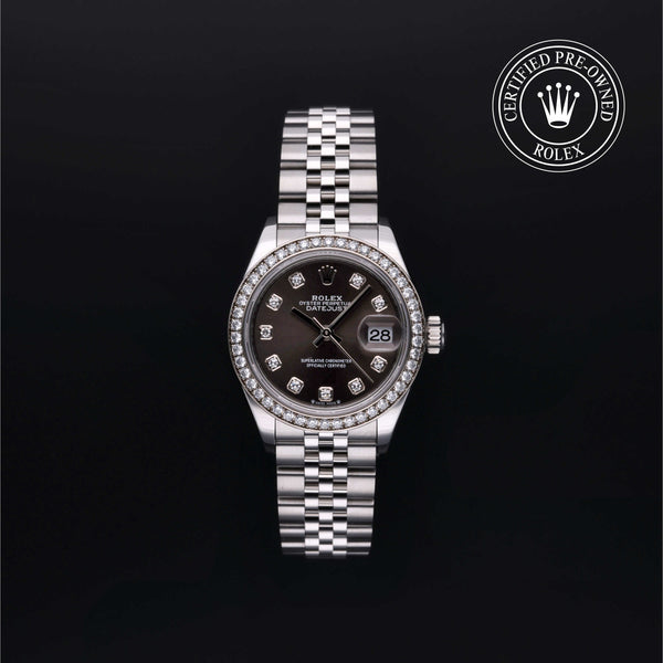 Rolex Certified Pre-owned Lady Datejust M279384RBR-0017 front on black background