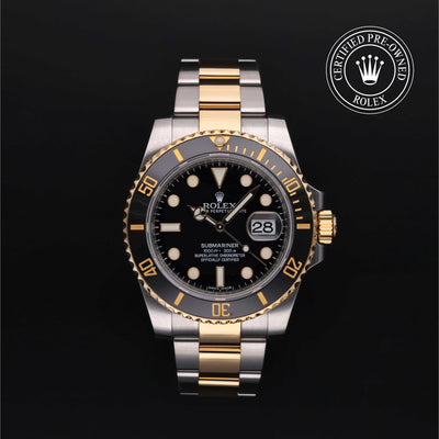 Rolex Certified Pre-owned Submariner M116613LN-0001 front on black background