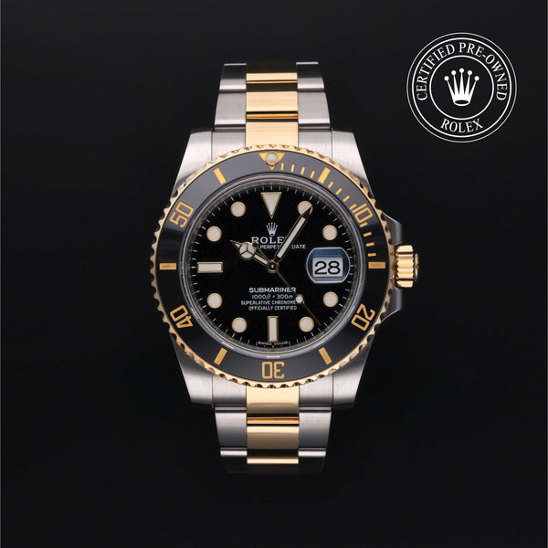 Rolex Certified Pre-owned Submariner M116613LN-0001 front on black background