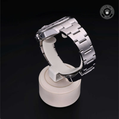 Rolex Certified Pre-owned Explorer M216570-0002 front on black background