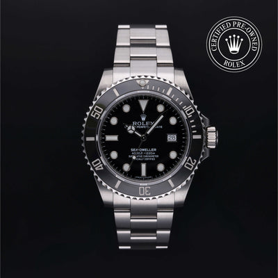 Rolex Certified Pre-owned Sea-Dweller M116600-0003 front on black background