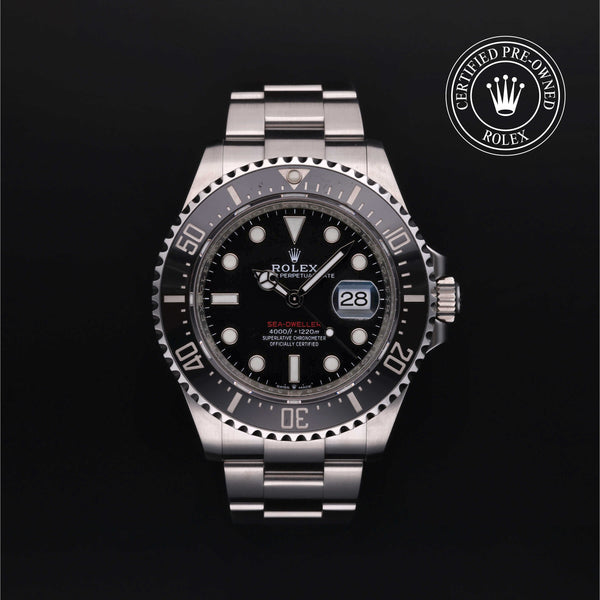 Rolex Certified Pre-owned Sea-Dweller M126600-0001 front on black background