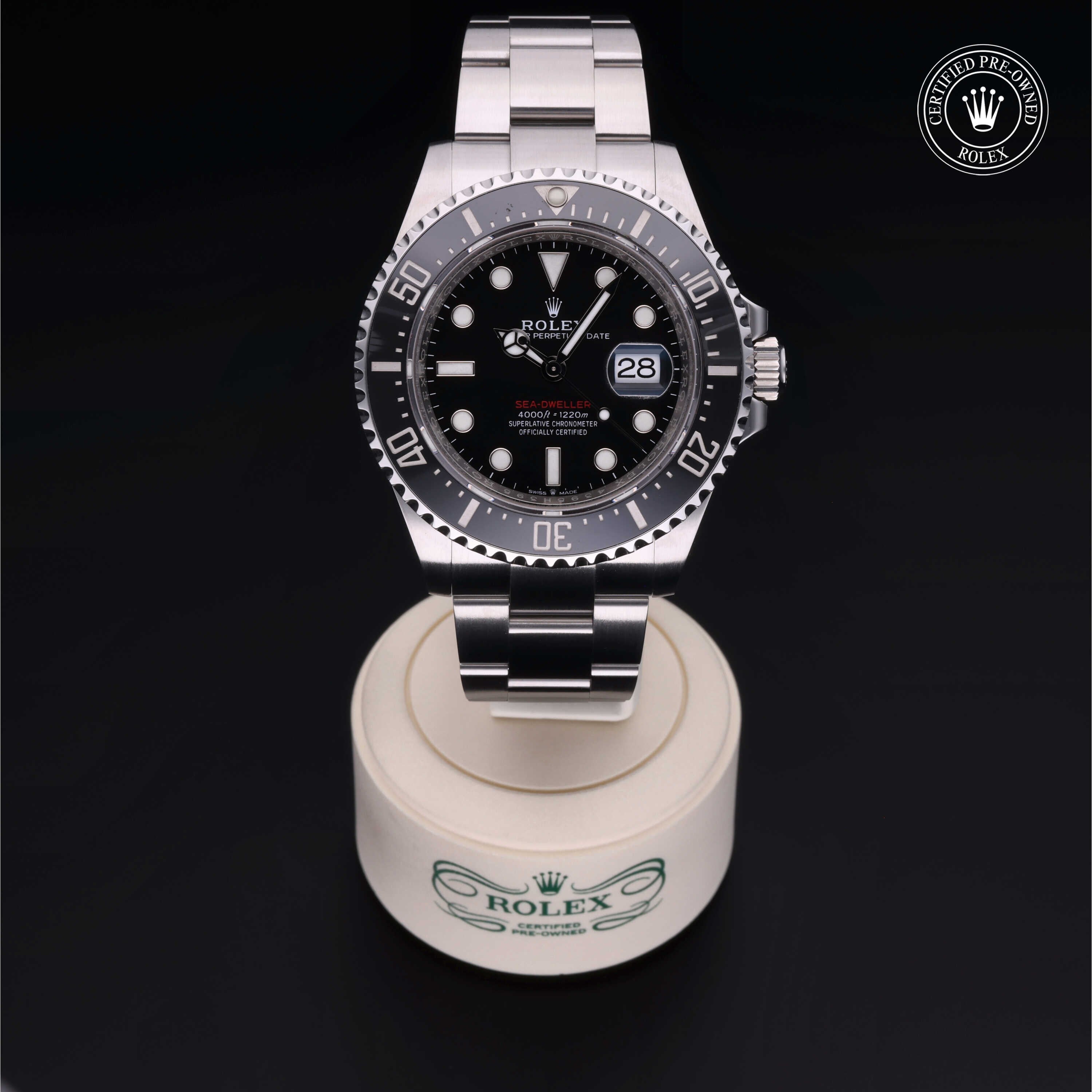 Rolex Certified Pre-owned Sea-Dweller M126600-0001 front on black background