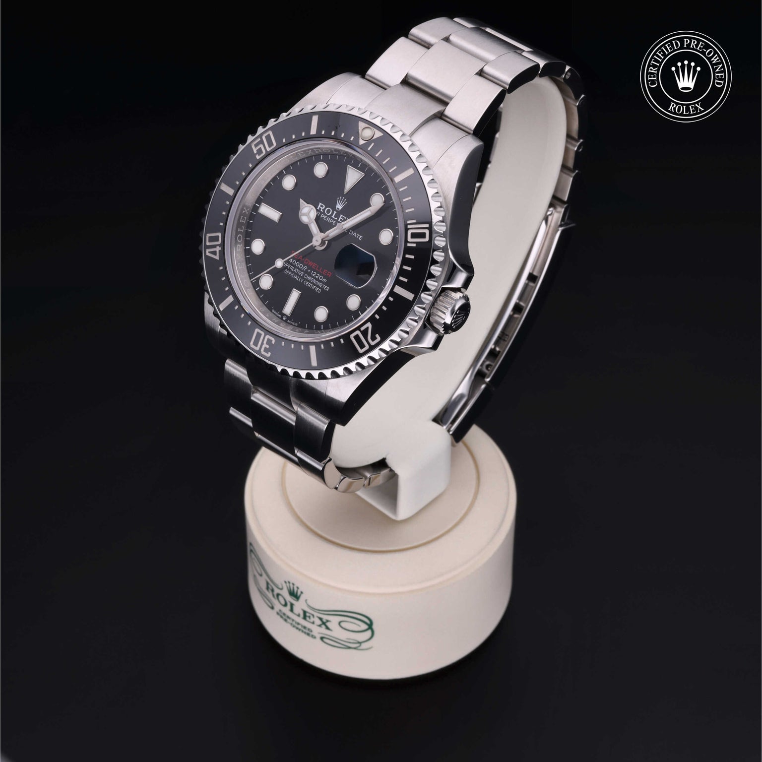Rolex Certified Pre-owned Sea-Dweller M126600-0001 front on black background