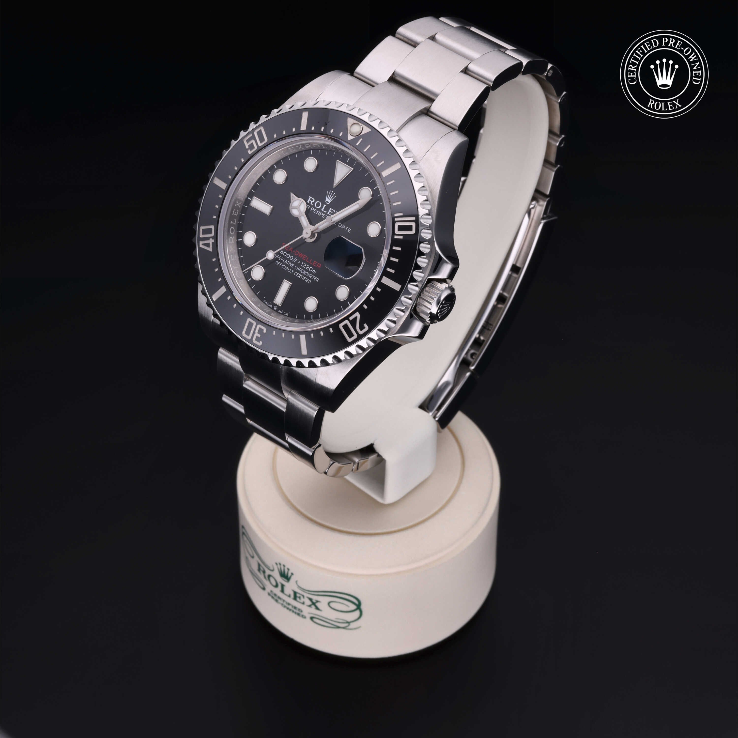 Rolex Certified Pre-owned Sea-Dweller M126600-0001 front on black background