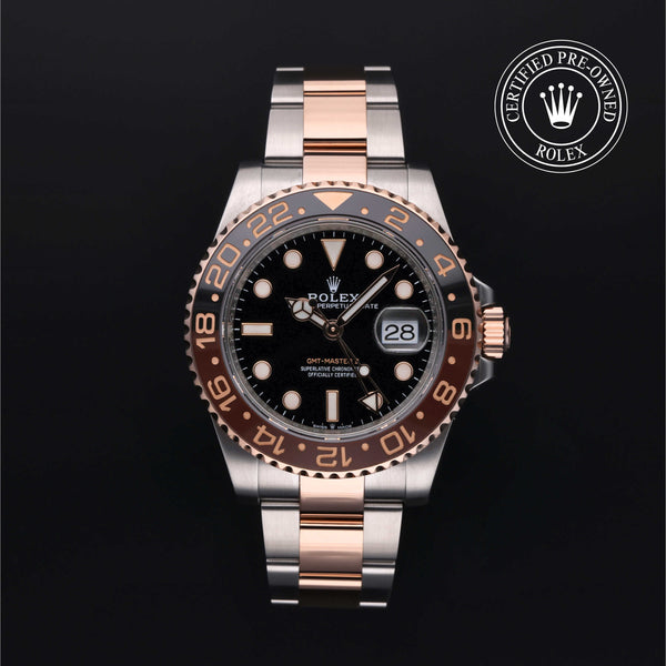 Rolex Certified Pre-owned GMT M126711CHNR-0002 front on black background