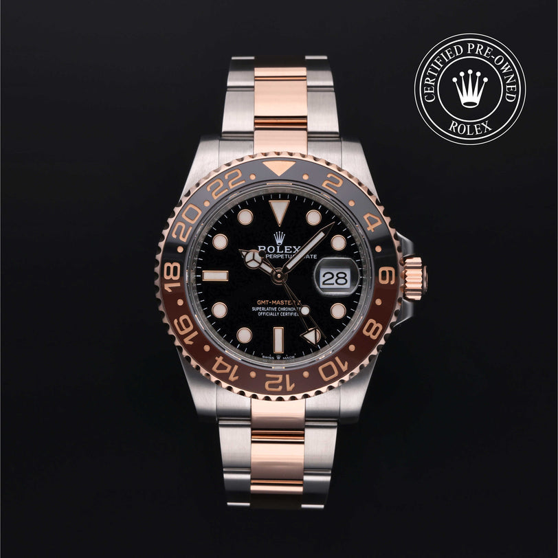 Rolex Certified Pre-owned GMT M126711CHNR-0002 front on black background