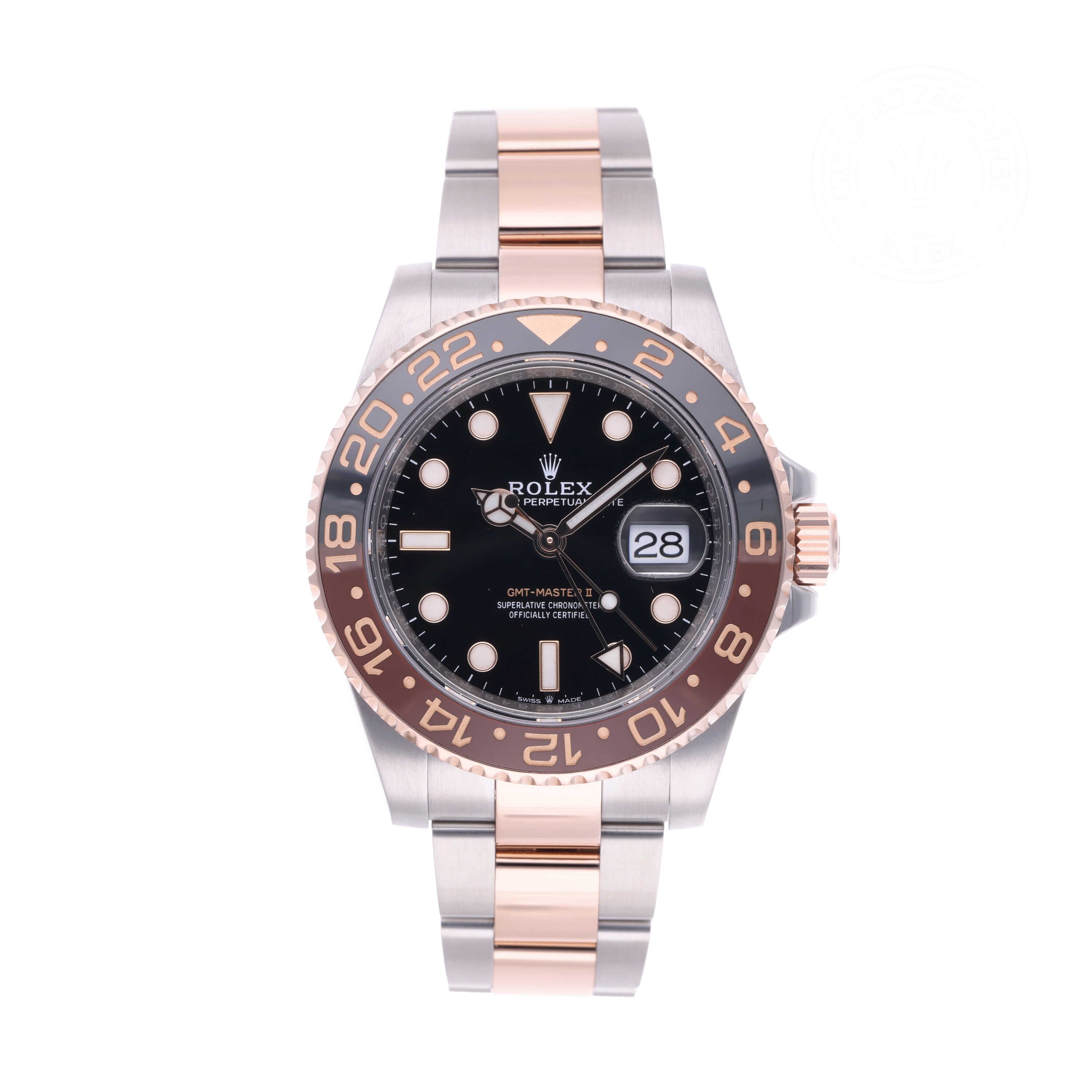 Rolex Certified Pre-owned GMT M126711CHNR-0002 front on white background