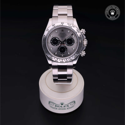 Rolex Certified Pre-owned Daytona M116509-0072 front on black background