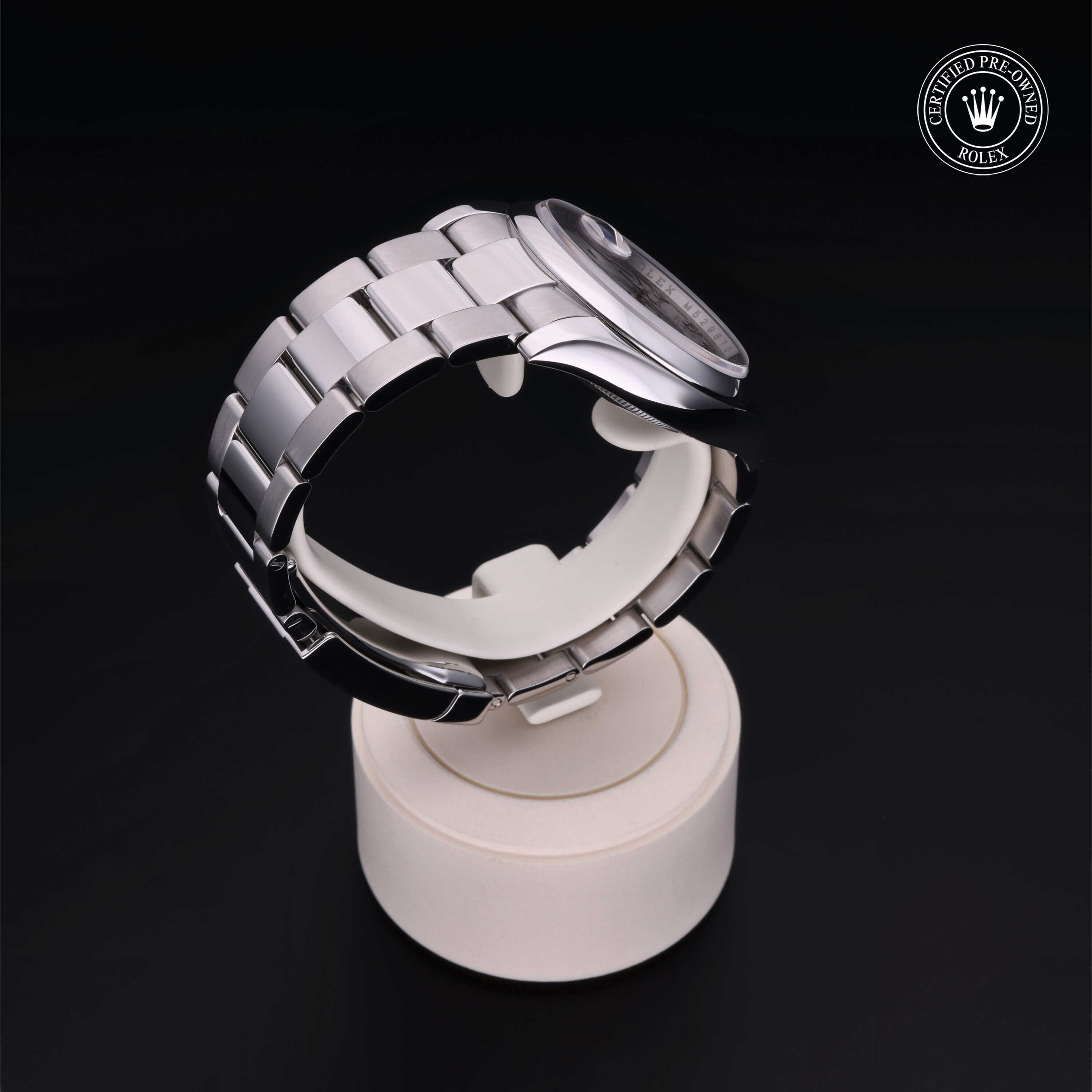 Rolex Certified Pre-owned Datejust M116200-0017 front on black background